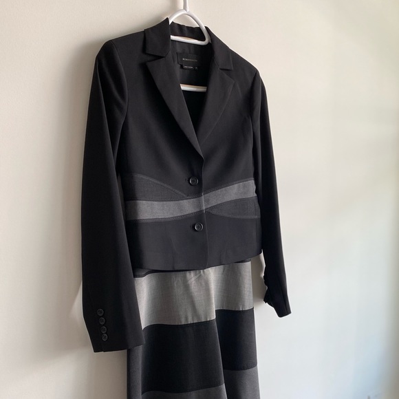 BCBG MAXAZRIA Black and Grey Blazer & Dress Set - Picture 2 of 9